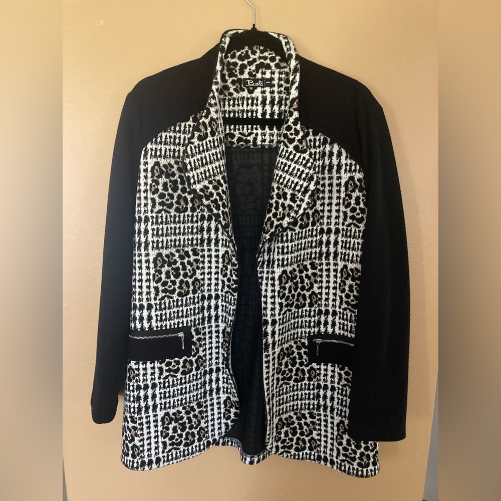 Bali Black and White Leopard Print Blazer